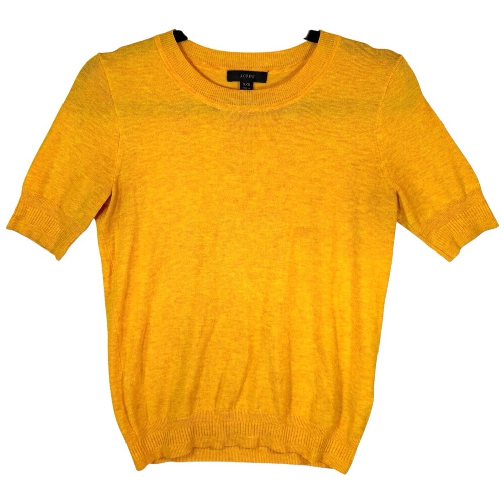 J.Crew‎ Sweater Butter Yellow XXS Short Sleeve Silk-Blend Crewneck Light Travel